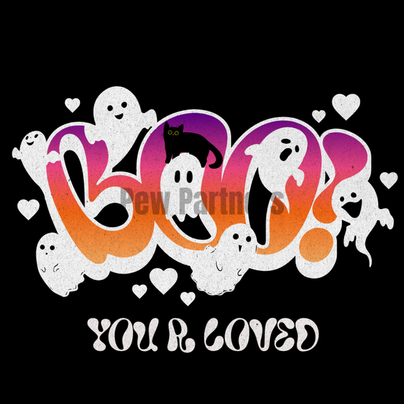 Cute BOO You're Loved Halloween SVG PNG | Ghost Cat Spooky Season Digital Art | Positive Craft File | Love Message Design