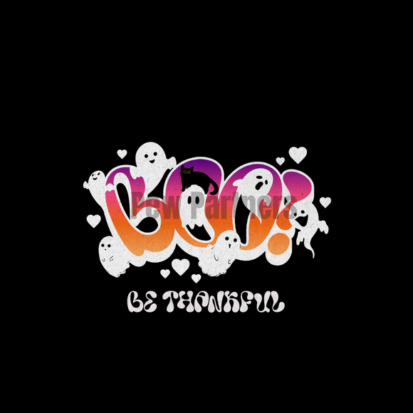 Cute BOO Be Thankful Halloween SVG PNG | Ghost Cat Spooky Season Digital Art | Positive Craft File | Gratitude Design